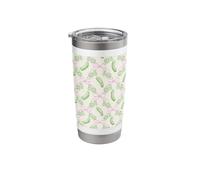 Motif cornichon vert et nœud rose Gobelet isotherme en acier inoxydable double paroi