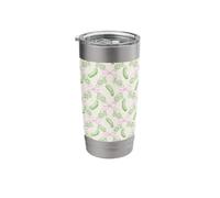 Motif cornichon vert et nœud rose Gobelet isotherme en acier inoxydable double paroi
