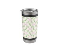 Motif cornichon vert et nœud rose Gobelet isotherme en acier inoxydable double paroi