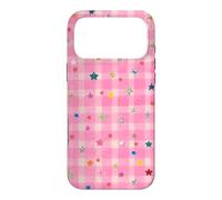 Motif Cosmique Rose à Carreaux Pastel Preppy Y2K Coque pour iPhone 17 Pro Max