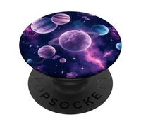 Motif Cosmique Violet Galaxie planètes étoiles nébuleuse PopSockets PopGrip Adhésif