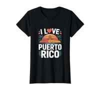 Motif Coucher de Soleil « I Love Puerto Rico » T-Shirt Graphique avec Valeur