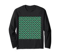 Motif courbé Abstrait des années 80 Vert pâle sur Gris Manche Longue