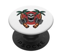 Motif crâne et palmier - Mains squelettes PopSockets PopGrip Adhésif