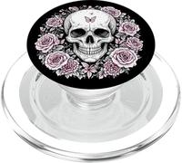 Motif crâne Gothique Fleurs Papillons PopSockets PopGrip pour MagSafe