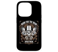Motif crâne rétro Born for The Road Speed Freak Coque pour iPhone 14 Pro