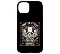 Motif crâne rétro Born for The Road Speed Freak Coque pour iPhone 15 Plus