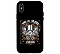Motif crâne rétro Born for The Road Speed Freak Coque pour iPhone X/XS