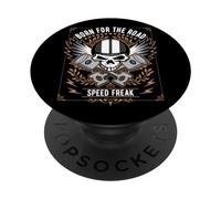 Motif crâne rétro Born for The Road Speed Freak PopSockets PopGrip Adhésif