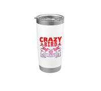 Motif Crazy Bird Lady Gobelet isotherme en acier inoxydable double paroi