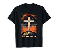 Motif Croix « Cool God Has a Plan Jesus Christ » pour Hommes, Femmes, Enfants T-Shirt