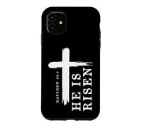 Motif Croix évangélique chrétienne avec Inscription « He is Risen » Coque pour iPhone 11