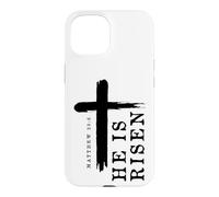 Motif Croix évangélique chrétienne avec Inscription « He is Risen » Coque pour iPhone 15