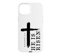 Motif Croix évangélique chrétienne avec Inscription « He is Risen » Coque pour iPhone 15 Plus