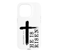 Motif Croix évangélique chrétienne avec Inscription « He is Risen » Coque pour iPhone 15 Pro
