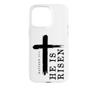 Motif Croix évangélique chrétienne avec Inscription « He is Risen » Coque pour iPhone 15 Pro Max