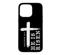 Motif Croix évangélique chrétienne avec Inscription « He is Risen » Coque pour iPhone 15 Pro Max