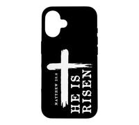 Motif Croix évangélique chrétienne avec Inscription « He is Risen » Coque pour iPhone 16