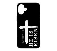 Motif Croix évangélique chrétienne avec Inscription « He is Risen » Coque pour iPhone 16 Plus
