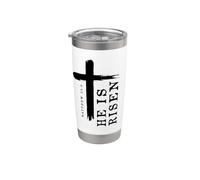 Motif croix évangélique chrétienne avec inscription « He Is Risen » Gobelet isotherme en acier inoxydable double paroi