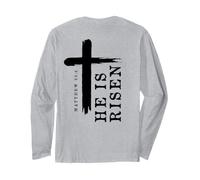 Motif Croix évangélique chrétienne avec Inscription « He is Risen » Manche Longue