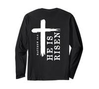 Motif Croix évangélique chrétienne avec Inscription « He is Risen » Manche Longue