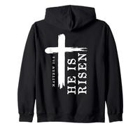 Motif Croix évangélique chrétienne avec Inscription « He is Risen » Sweat à Capuche