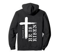 Motif Croix évangélique chrétienne avec Inscription « He is Risen » Sweat à Capuche