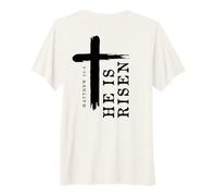 Motif Croix évangélique chrétienne avec Inscription « He is Risen » T-Shirt Haut de Gamme