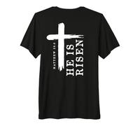 Motif Croix évangélique chrétienne avec Inscription « He is Risen » T-Shirt Haut de Gamme
