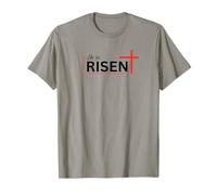Motif Croix Rouge de Pâques avec Inscription « He is Risen » T-Shirt
