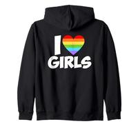 Motif cœur Arc-en-Ciel I Love Girls Sweat à Capuche
