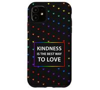 Motif cœur Arc-en-Ciel LGBTQ avec Citation « Kindness Love » Coque pour iPhone 11