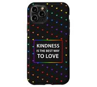 Motif cœur Arc-en-Ciel LGBTQ avec Citation « Kindness Love » Coque pour iPhone 11 Pro