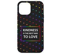 Motif cœur Arc-en-Ciel LGBTQ avec Citation « Kindness Love » Coque pour iPhone 12 Pro Max