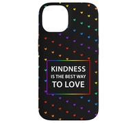 Motif cœur Arc-en-Ciel LGBTQ avec Citation « Kindness Love » Coque pour iPhone 14