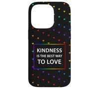 Motif cœur Arc-en-Ciel LGBTQ avec Citation « Kindness Love » Coque pour iPhone 14 Pro