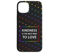Motif cœur Arc-en-Ciel LGBTQ avec Citation « Kindness Love » Coque pour iPhone 15 Plus