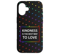 Motif cœur Arc-en-Ciel LGBTQ avec Citation « Kindness Love » Coque pour iPhone 16