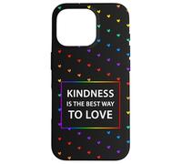 Motif cœur Arc-en-Ciel LGBTQ avec Citation « Kindness Love » Coque pour iPhone 16 Pro