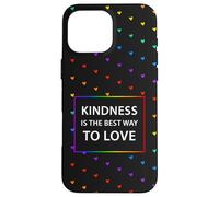 Motif cœur Arc-en-Ciel LGBTQ avec Citation « Kindness Love » Coque pour iPhone 16 Pro Max