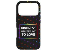Motif cœur Arc-en-Ciel LGBTQ avec Citation « Kindness Love » Coque pour iPhone 17 Pro