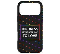 Motif cœur Arc-en-Ciel LGBTQ avec Citation « Kindness Love » Coque pour iPhone 17 Pro Max