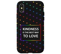 Motif cœur Arc-en-Ciel LGBTQ avec Citation « Kindness Love » Coque pour iPhone X/XS