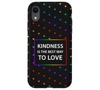 Motif cœur Arc-en-Ciel LGBTQ avec Citation « Kindness Love » Coque pour iPhone XR