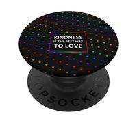 Motif cœur Arc-en-Ciel LGBTQ avec Citation « Kindness Love » PopSockets PopGrip Adhésif