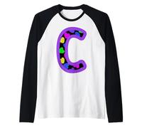 Motif cœur coloré Lettre C Monogramme Manche Raglan