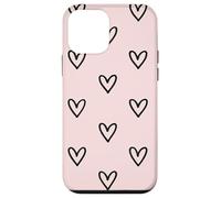 Motif cœur dessiné à la Main Minimal Doodle Esthétique Rose Coque pour iPhone 12 Mini