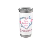 Motif cœur floral « Happy Mother's Day » Gobelet isotherme en acier inoxydable double paroi