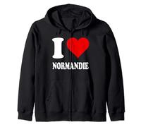 Motif cœur rouge « Ich Liebe Normandie » Sweat à Capuche